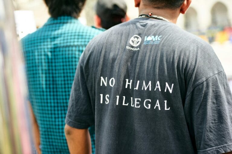 No Human Illegal - back of t-shirt