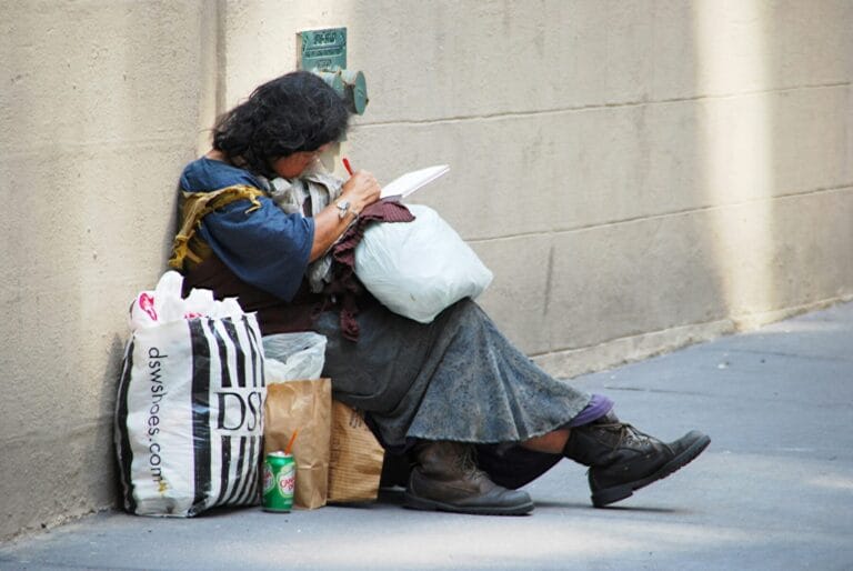 Homeless woman