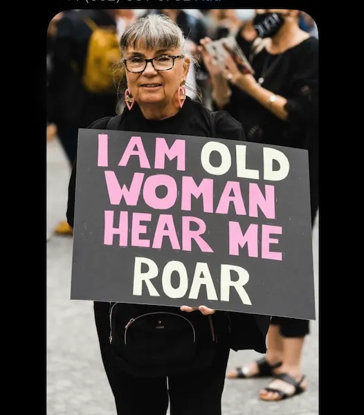 Gray haired protester