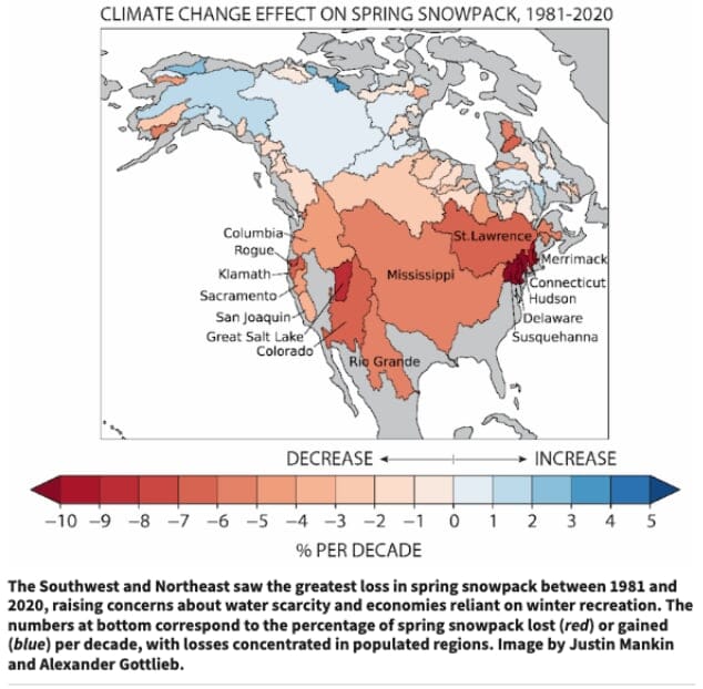 Climate chage effect on Spring snowpack 1981-2020